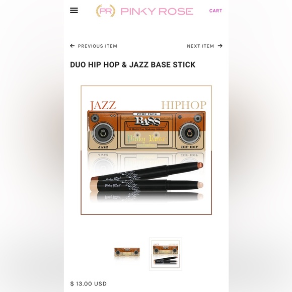 Pinky Rose Duo Hip Hop & Jazz Base Stick - Picture 2 of 2